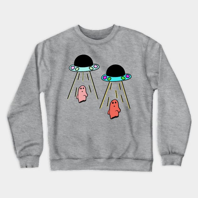 Ghosts being lifted into spaceship #1 Crewneck Sweatshirt by SugarSaltSpice